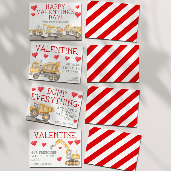 Construction Valentine Cards – EDITABLE TEMPLATE