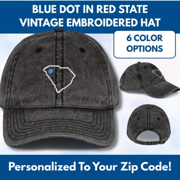 Blue Dot Red State Embroidered Vintage Dad Hat | Custom Zip Code Democratic Ball Cap