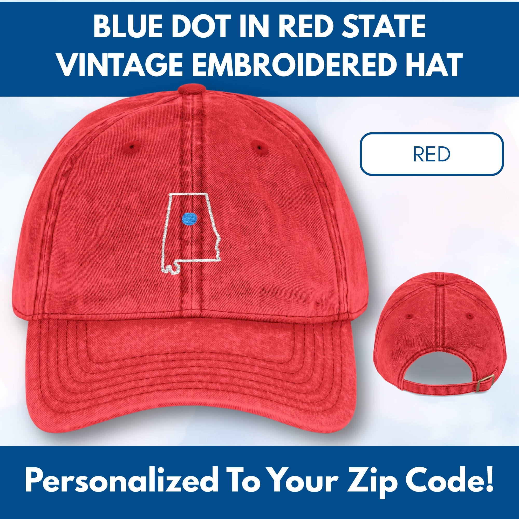 Custom-Blue-Dot-Red-State-Vintage-Embroidered-Hat