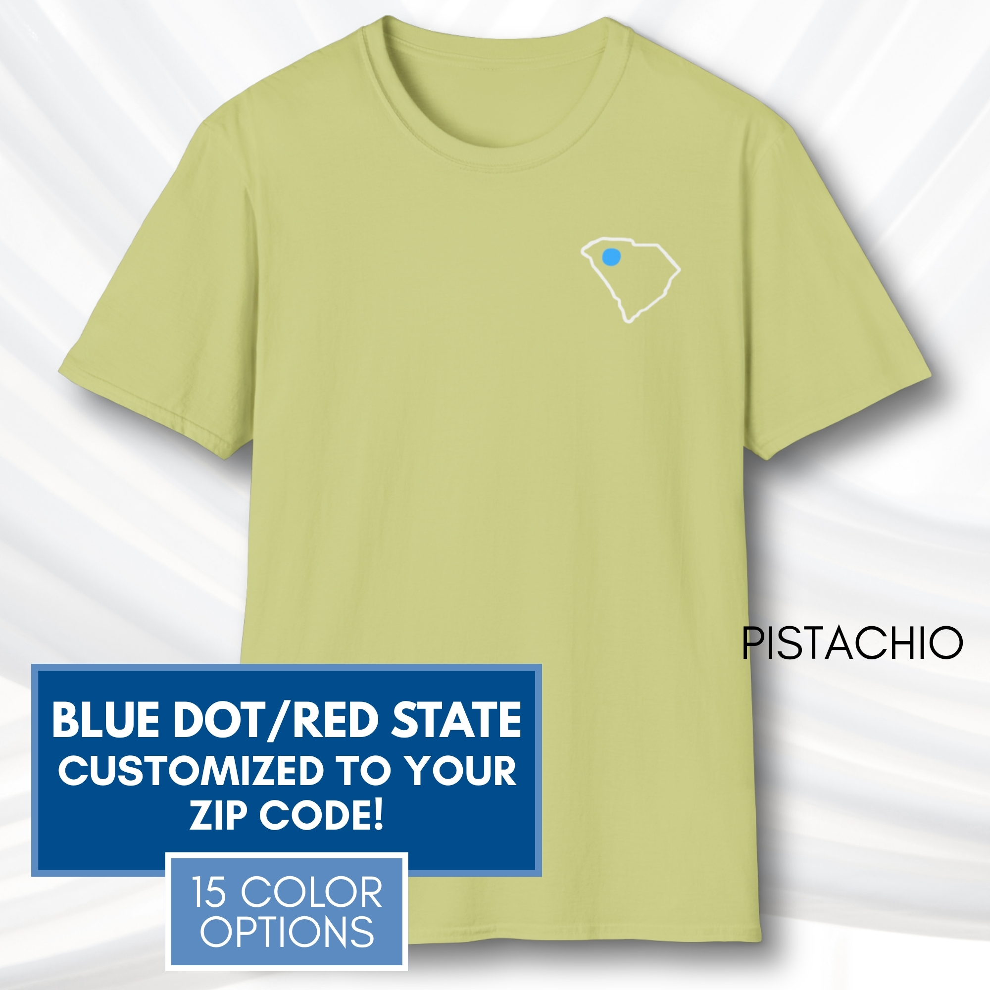 Custom-Blue-Dot-Red-State-Short-Sleeve-T-Shirt-Tee