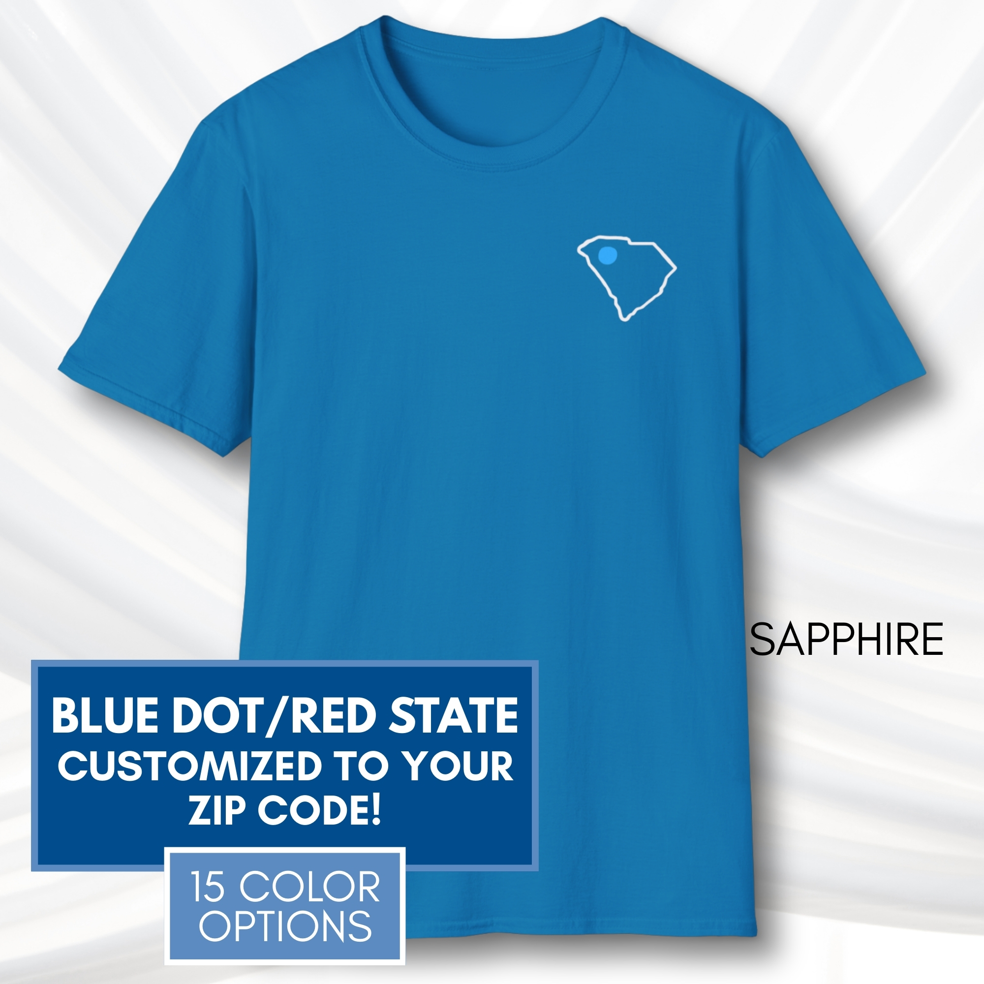 Custom-Blue-Dot-Red-State-Short-Sleeve-T-Shirt-Tee