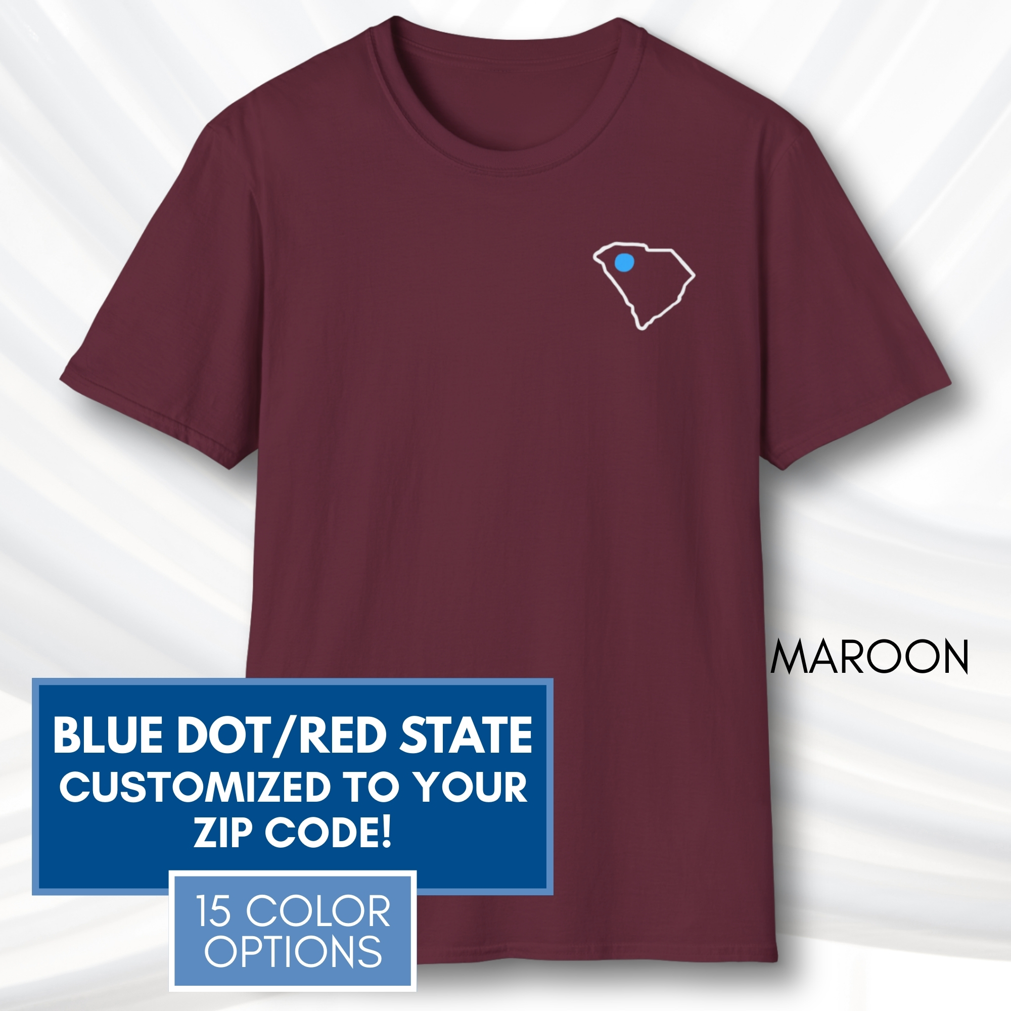 Custom-Blue-Dot-Red-State-Short-Sleeve-T-Shirt-Tee