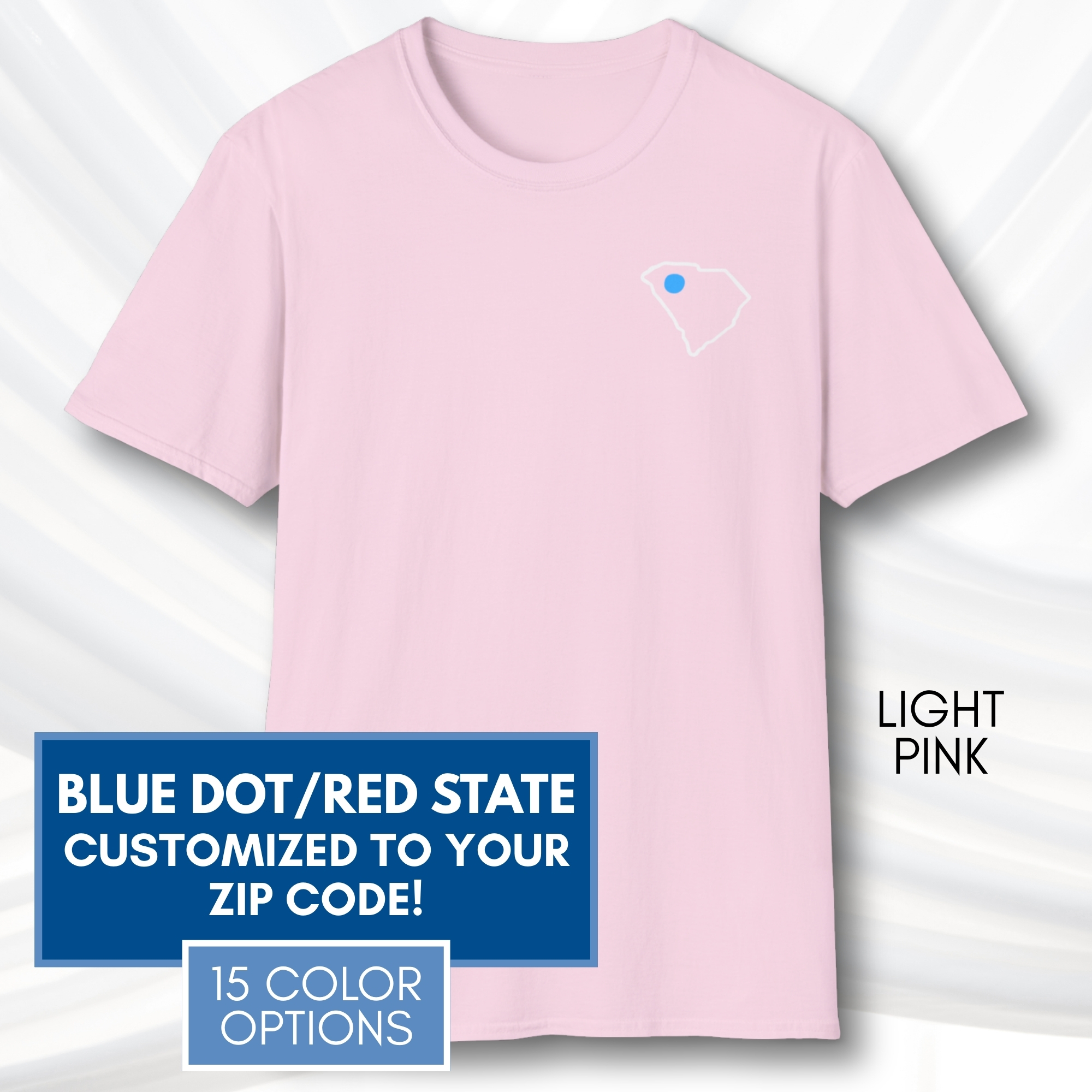 Custom-Blue-Dot-Red-State-Short-Sleeve-T-Shirt-Tee