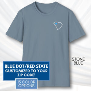 Custom-Blue-Dot-Red-State-Short-Sleeve-T-Shirt-Tee