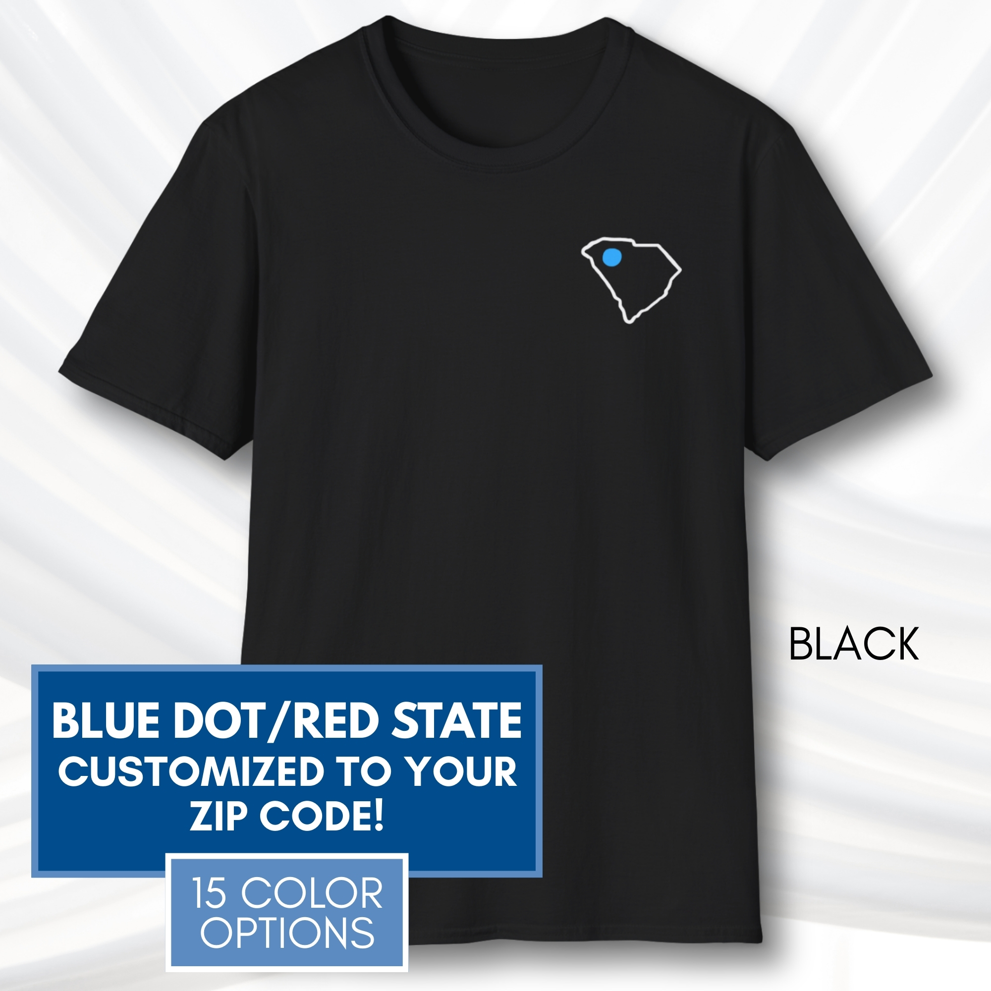 Custom-Blue-Dot-Red-State-Short-Sleeve-T-Shirt-Tee