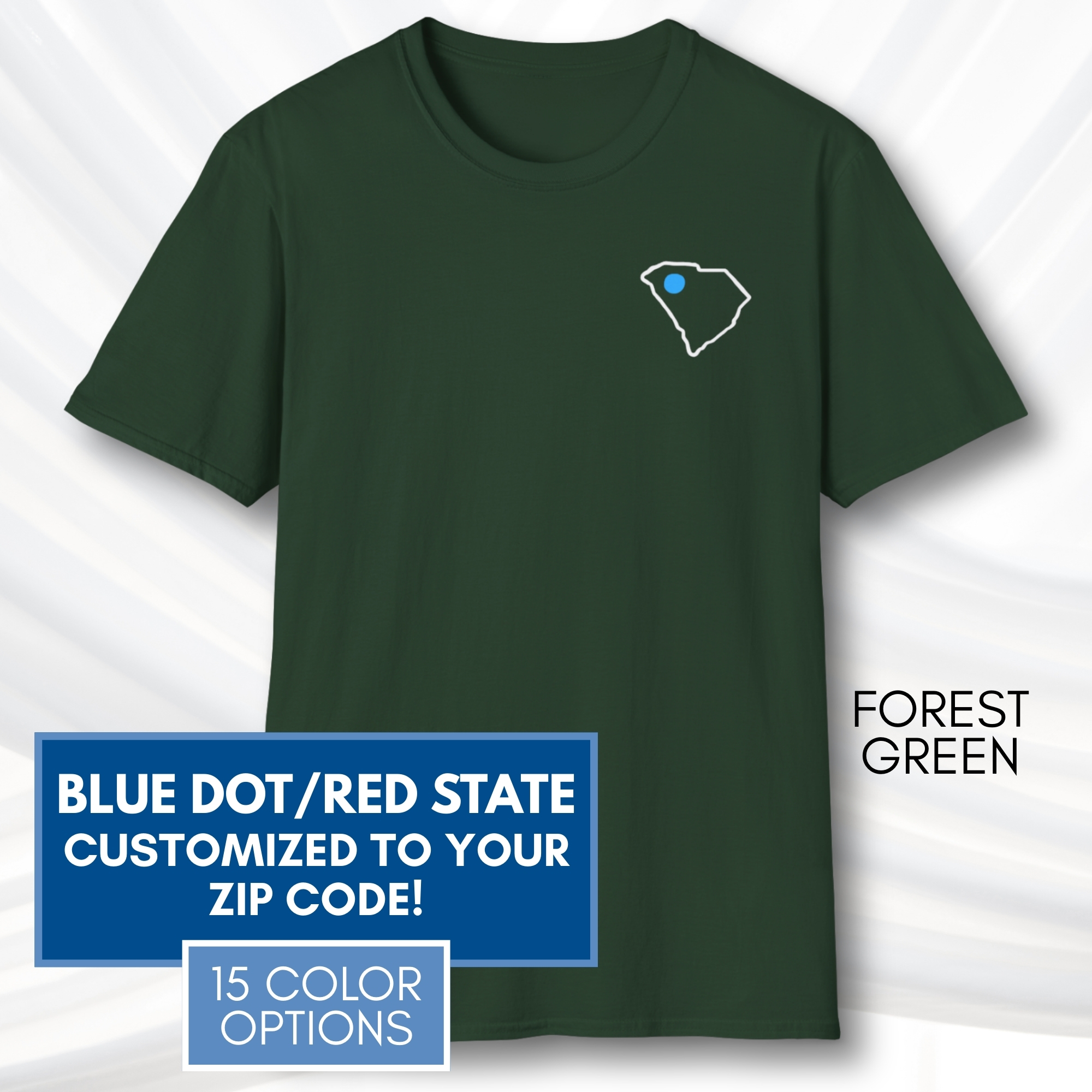 Custom-Blue-Dot-Red-State-Short-Sleeve-T-Shirt-Tee