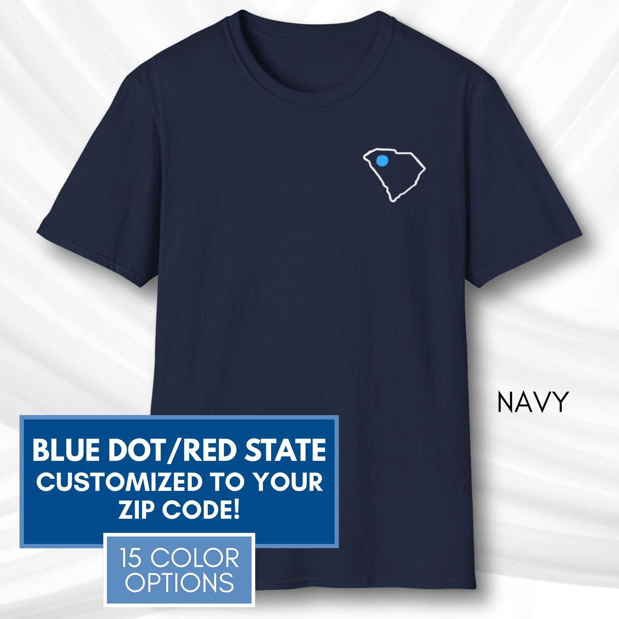 Custom-Blue-Dot-Red-State-Short-Sleeve-T-Shirt-Tee