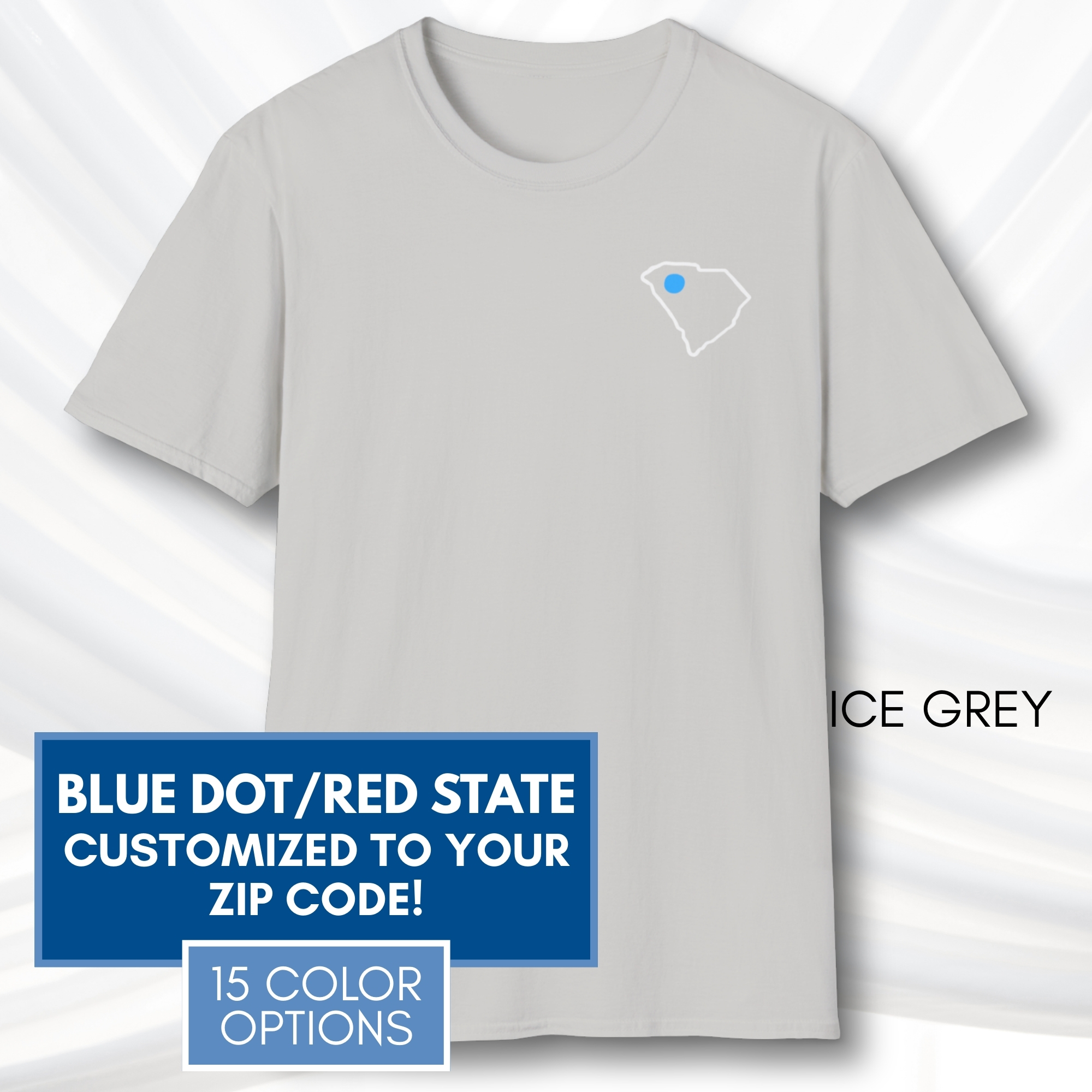 Custom-Blue-Dot-Red-State-Short-Sleeve-T-Shirt-Tee