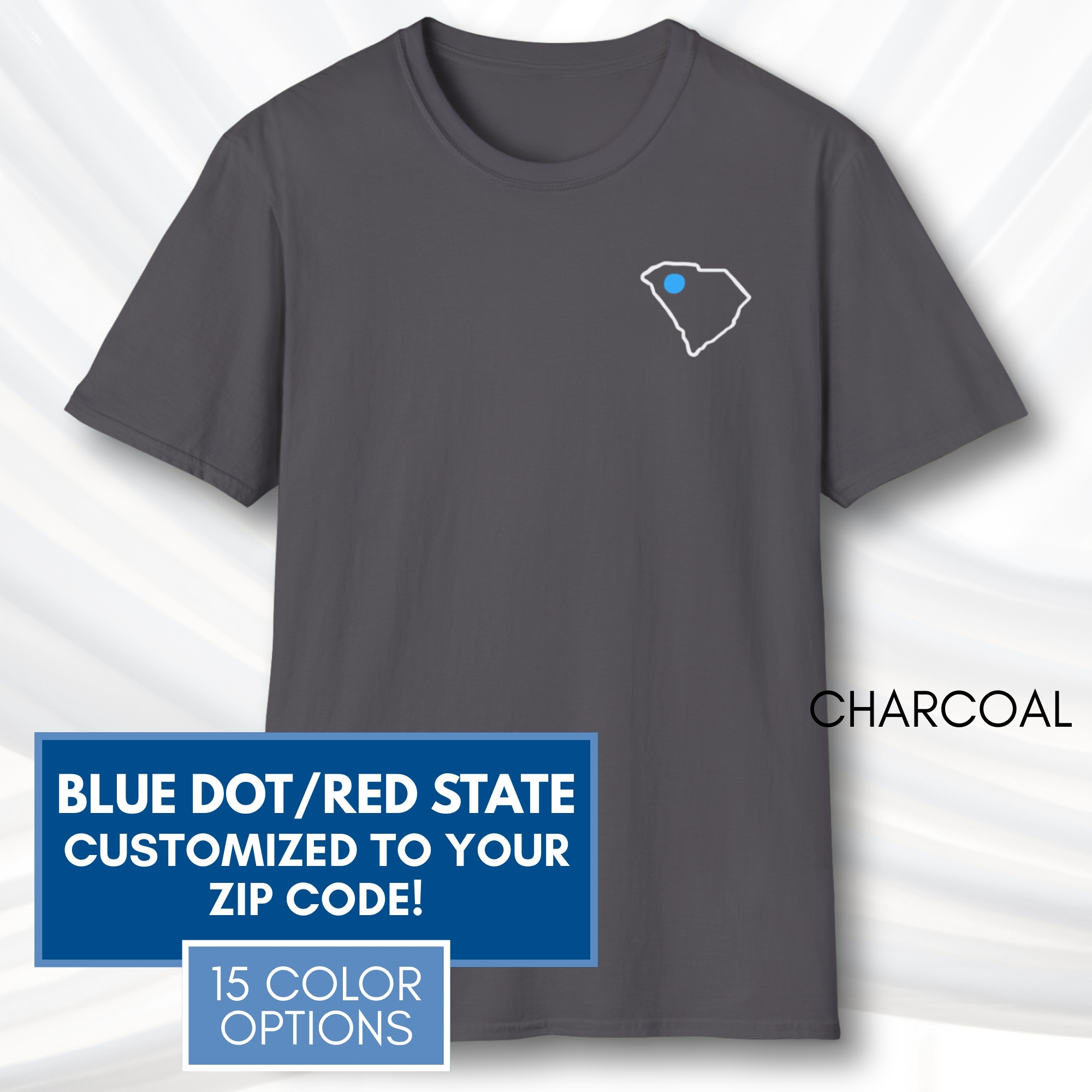 Custom-Blue-Dot-Red-State-Short-Sleeve-T-Shirt-Tee