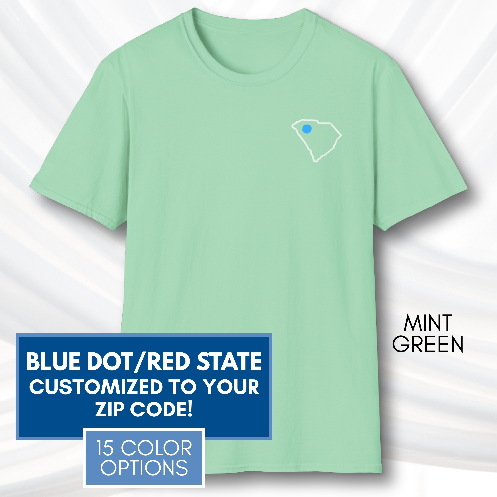 Custom-Blue-Dot-Red-State-Short-Sleeve-T-Shirt-Tee