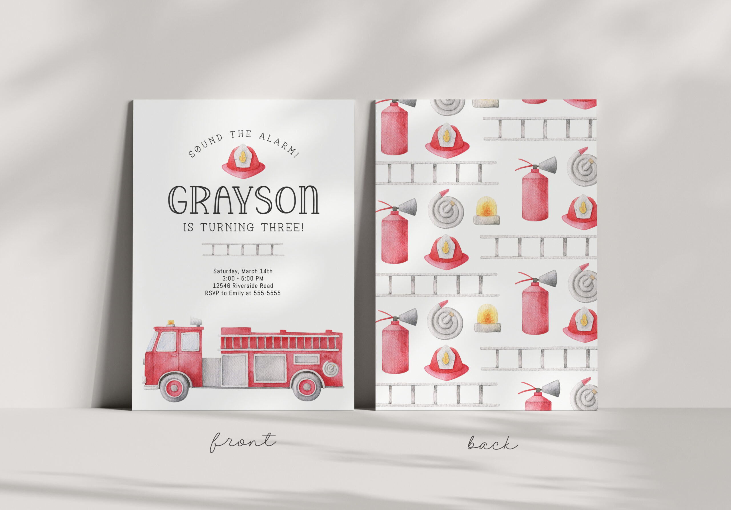 Firetruck Invitation - EDITABLE TEMPLATE - Image 3