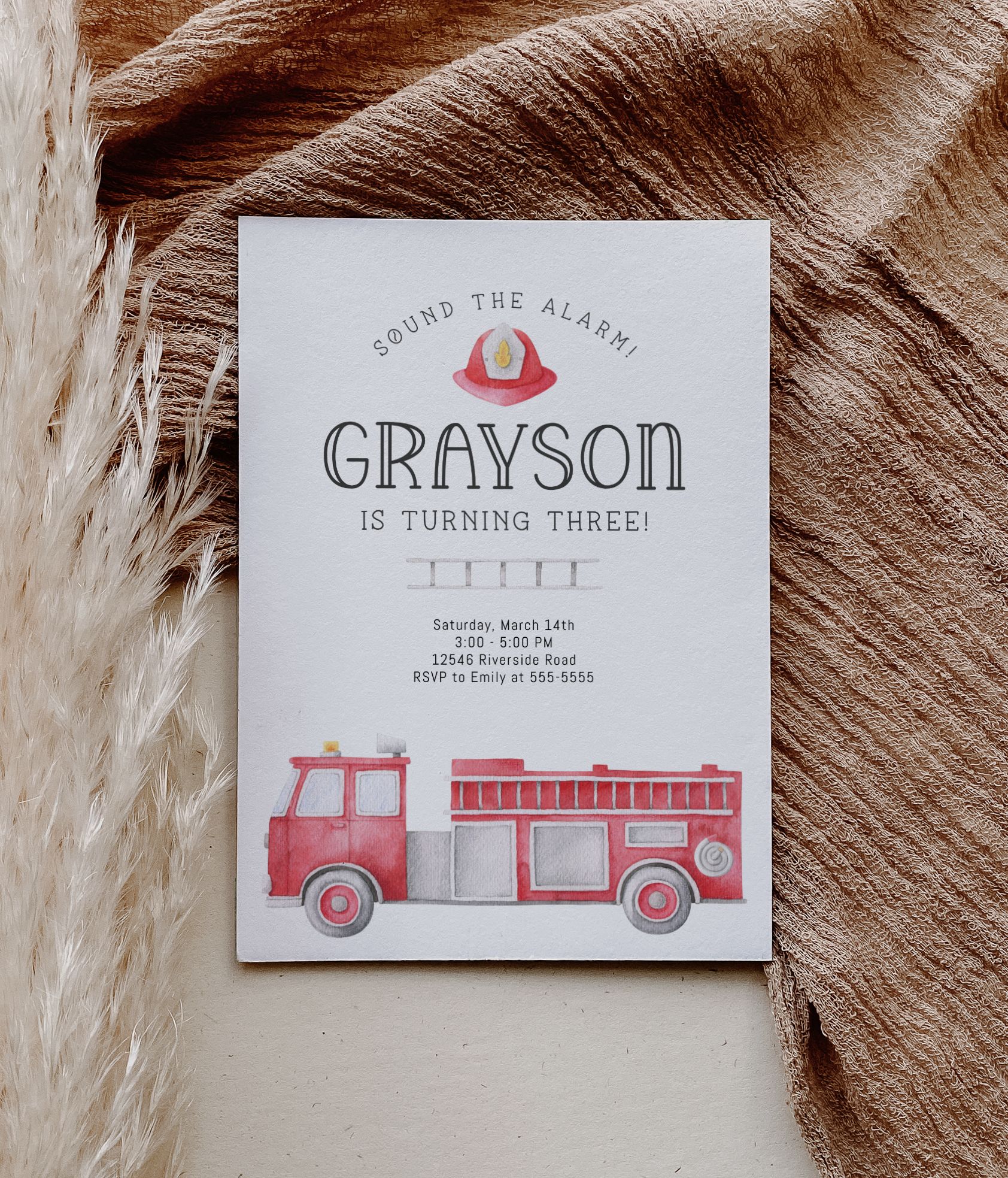 firetruck party invitation