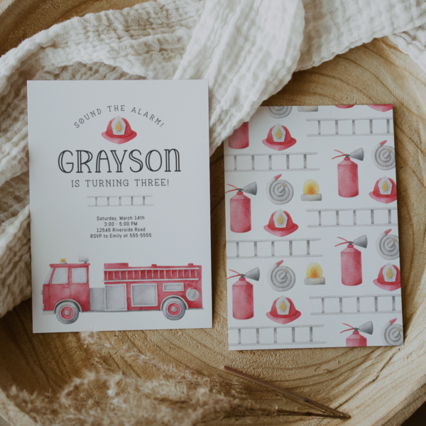 Firetruck Invitation – EDITABLE TEMPLATE