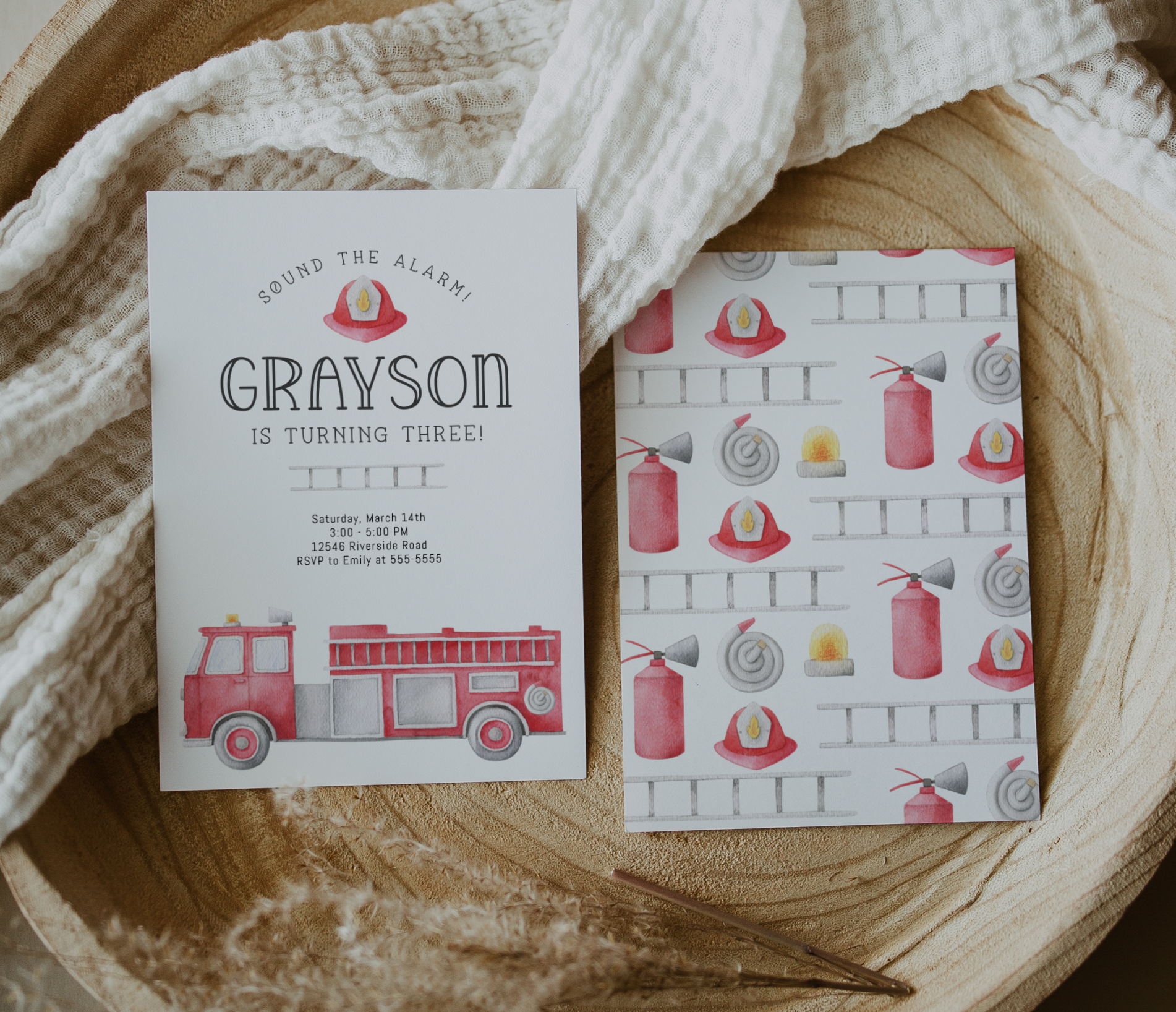 Firetruck Invitation - EDITABLE TEMPLATE - Image 2