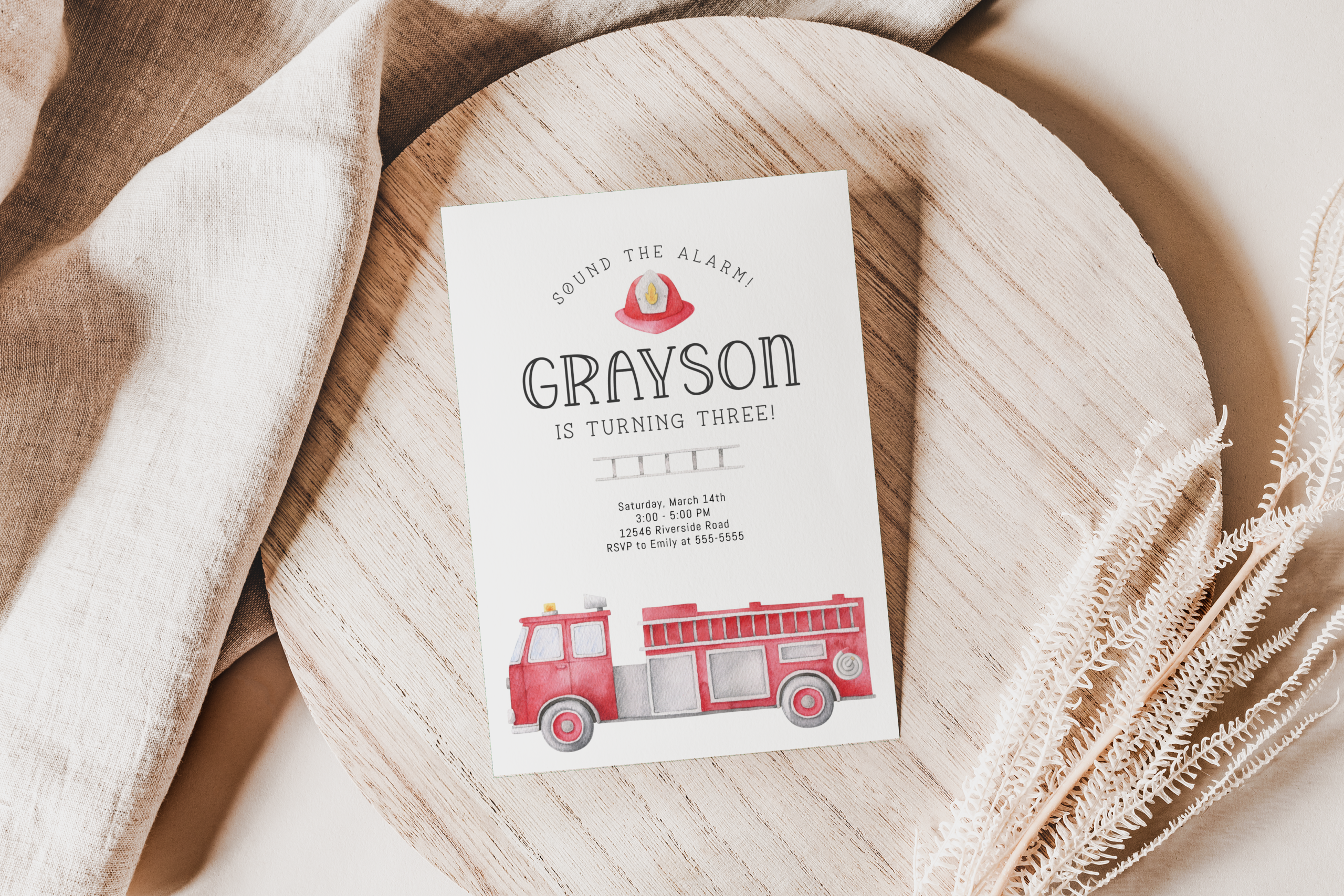 Firetruck Invitation - EDITABLE TEMPLATE - Image 4