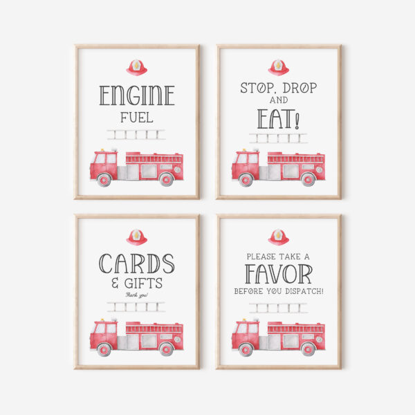 Firetruck Party Sign Set – INSTANT DOWNLOAD
