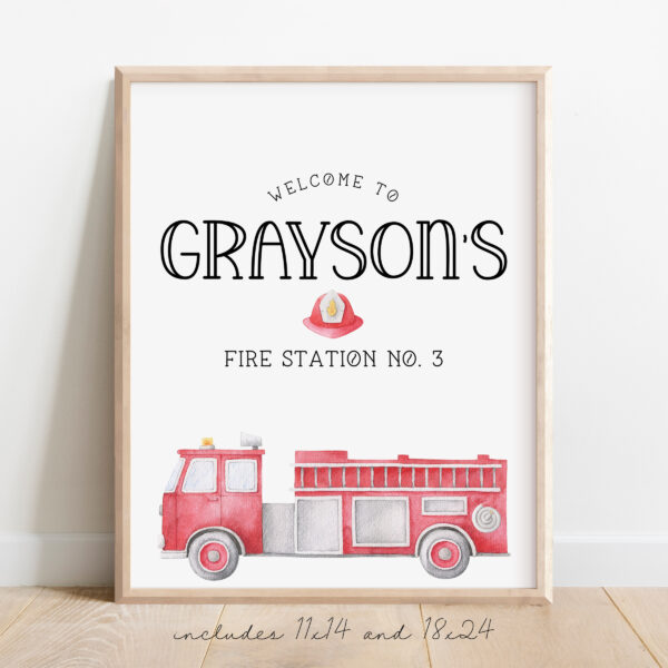 Firetruck Welcome Sign – EDITABLE TEMPLATE