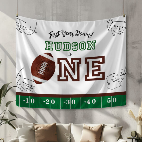 First Year Down Backdrop | Football Birthday Banner
