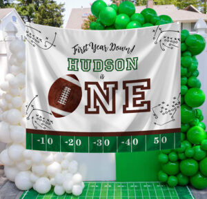 First Year Down Backdrop | Football Birthday Banner