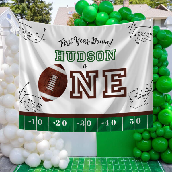 First Year Down Backdrop | Football Birthday Banner