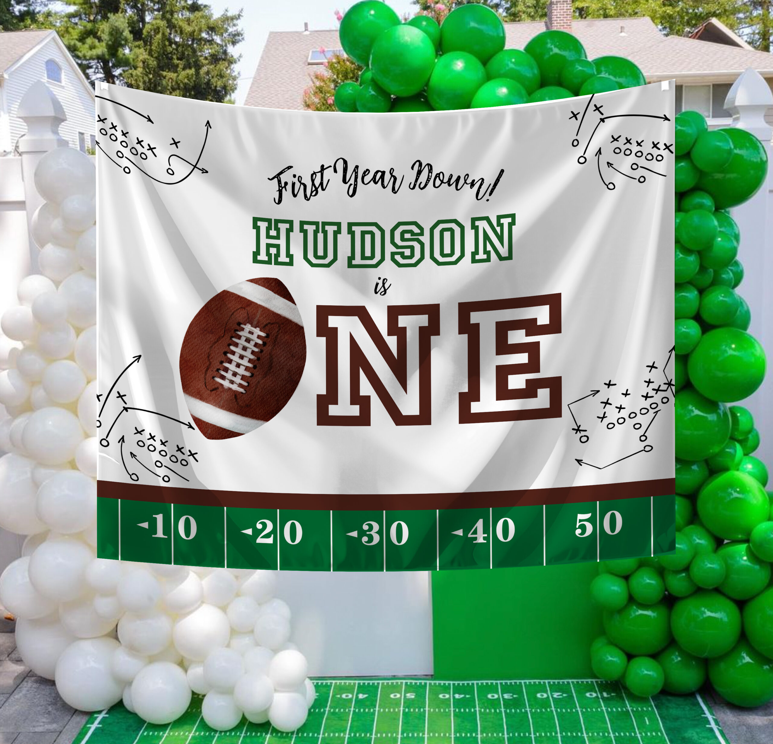 First Year Down Backdrop | Football Birthday Banner