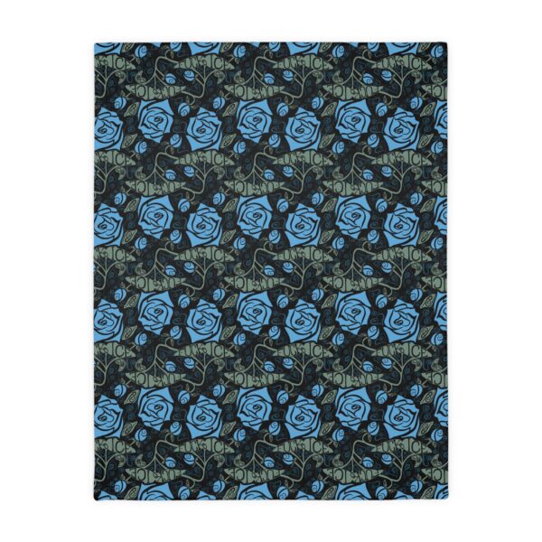 Velveteen Blanket. Roses, Hearts, & Activism – Adult Language – Large 60″x80″, Fuck Ice, Blue Roses