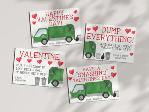 Garbage Truck Valentine Cards - EDITABLE TEMPLATE