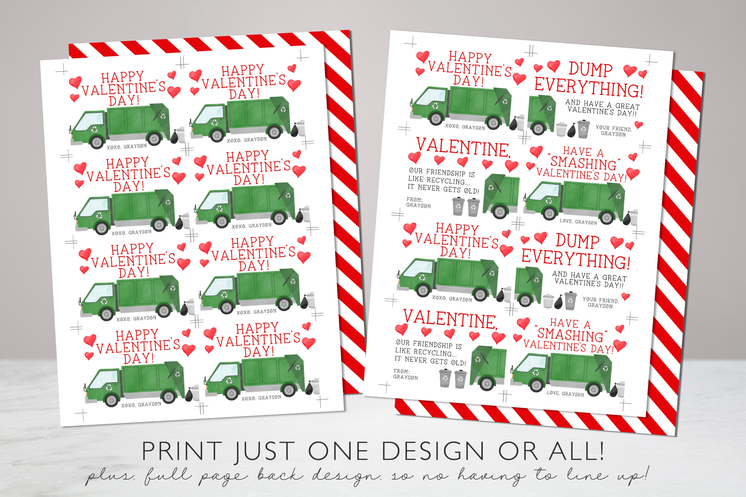 Garbage Truck Valentine Cards - EDITABLE TEMPLATE - Image 3