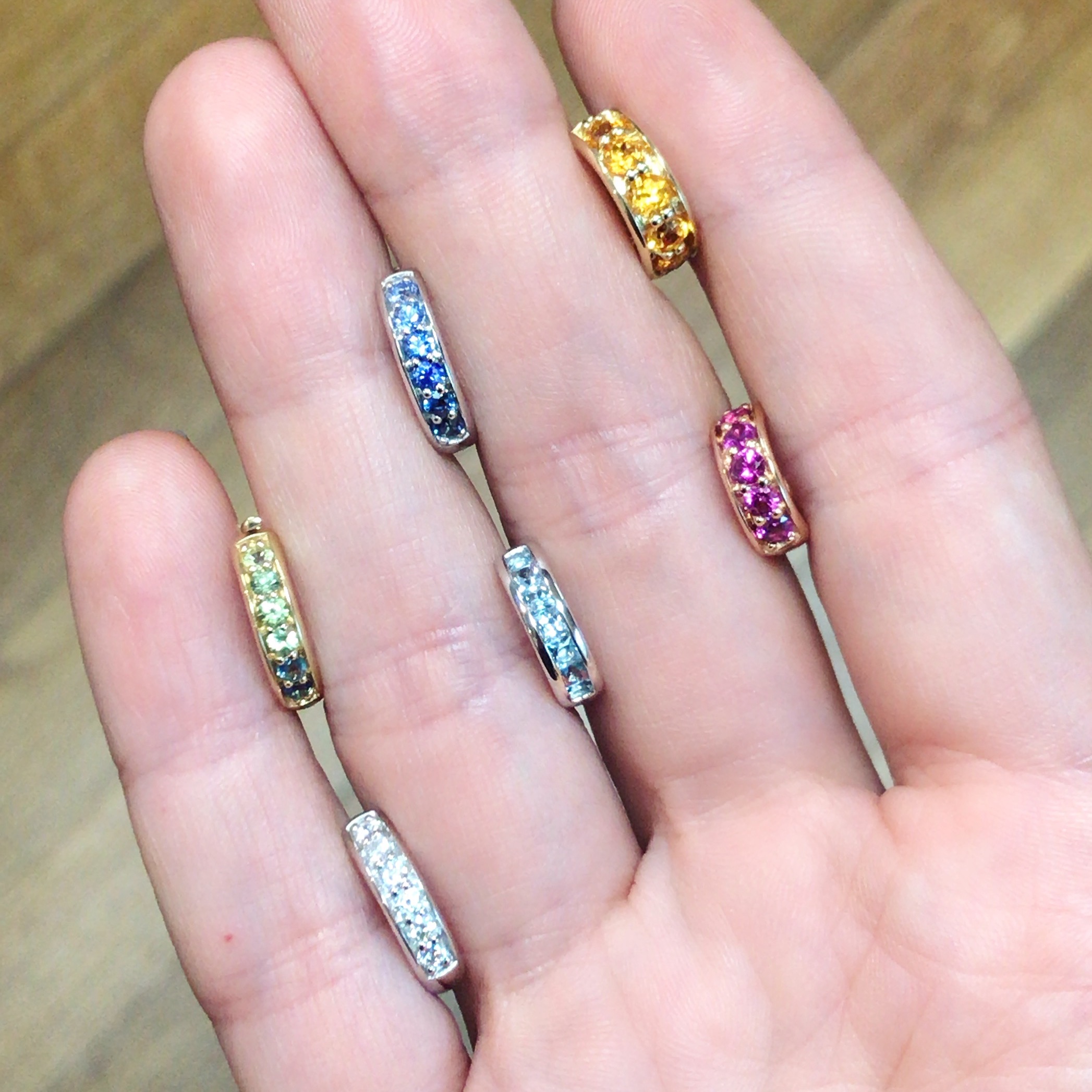 Cirque Classic Hoops with Ombré Blue Sapphires - Image 3