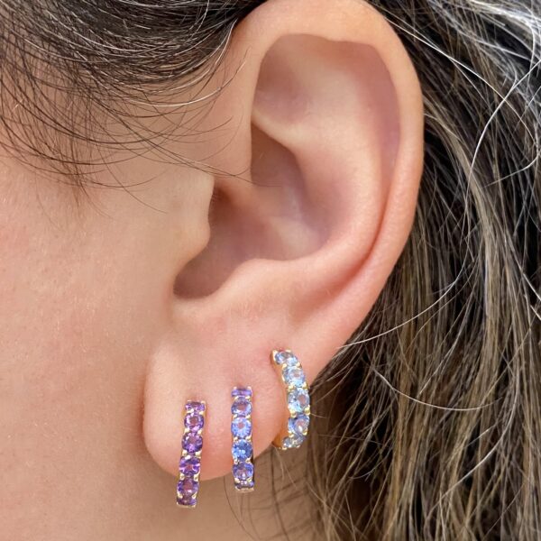 Cirque 2.5mm Slim Pavé Huggies with Amethyst