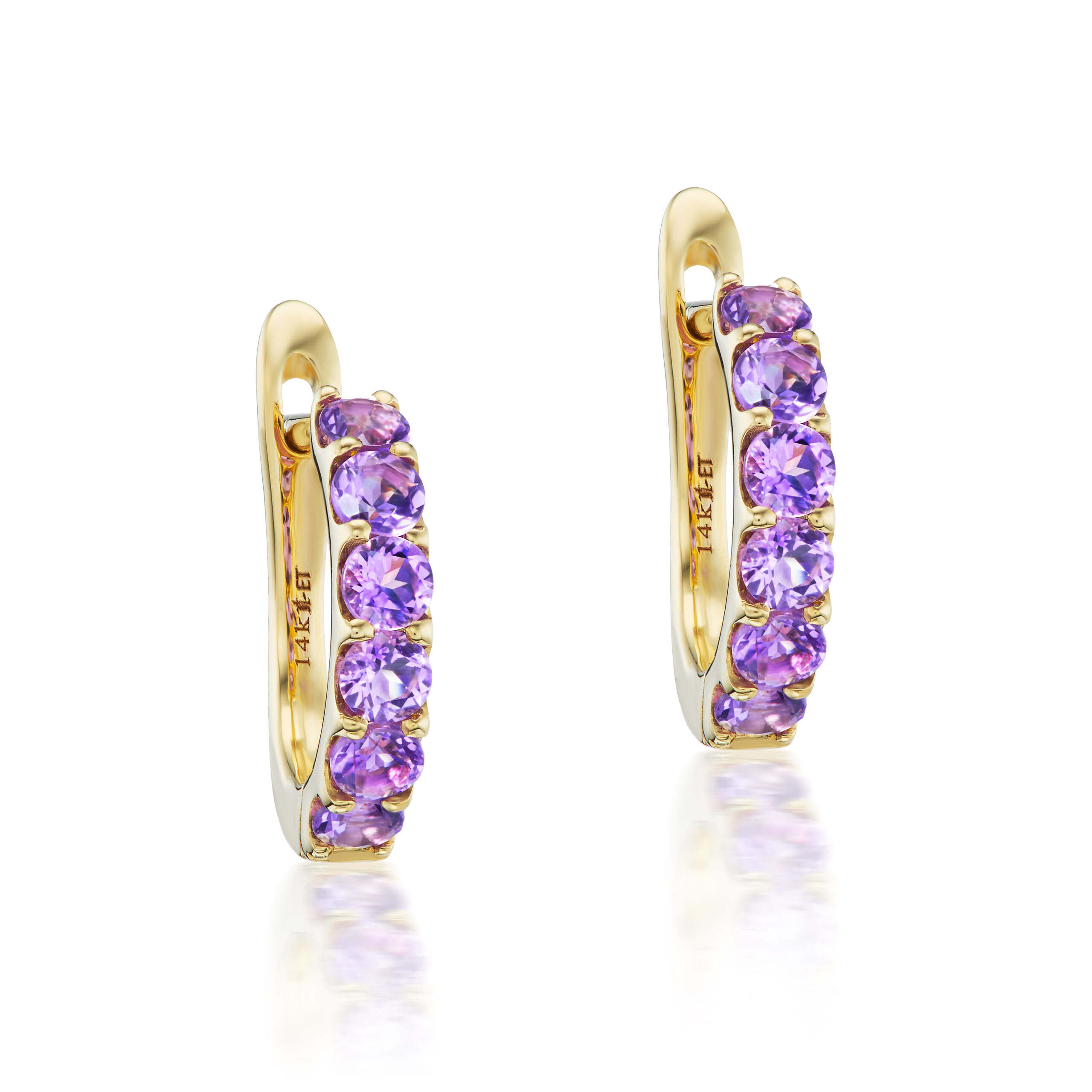 Cirque 2.5mm Slim Pavé Huggies with Amethyst