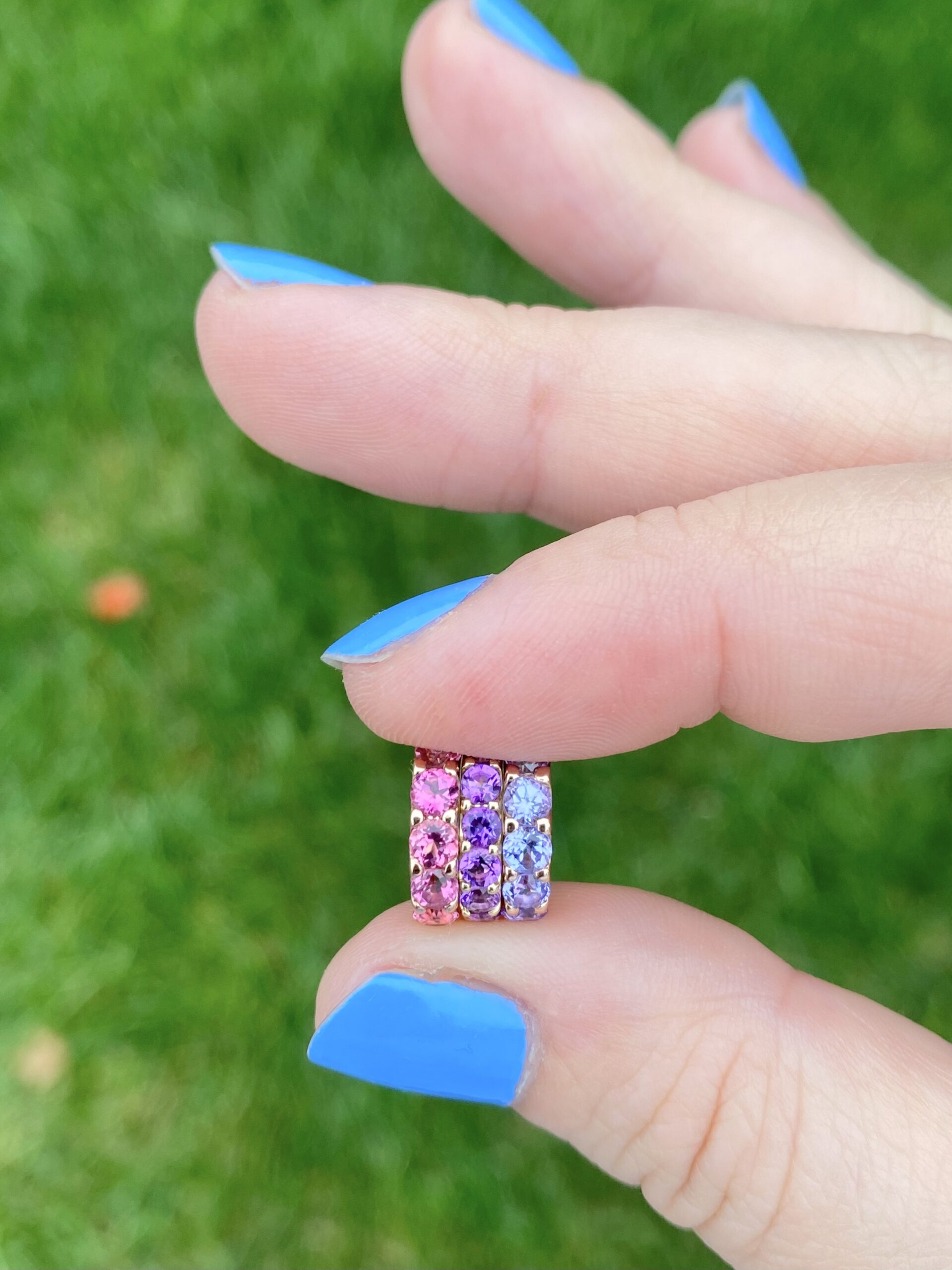 Cirque 2.5mm Slim Pavé Huggies with Amethyst - Image 4