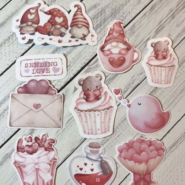 Valentine Vinyl Sticker Set | Cute Gnome Stickers | Laminated Planner & Journaling Stickers | Cozy Love Stationery