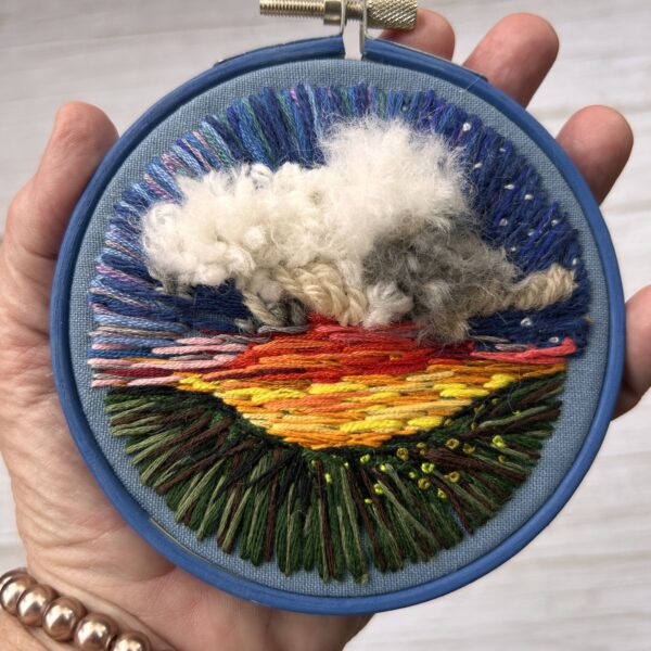 Original Hand Embroidery: Snack Size Sunset