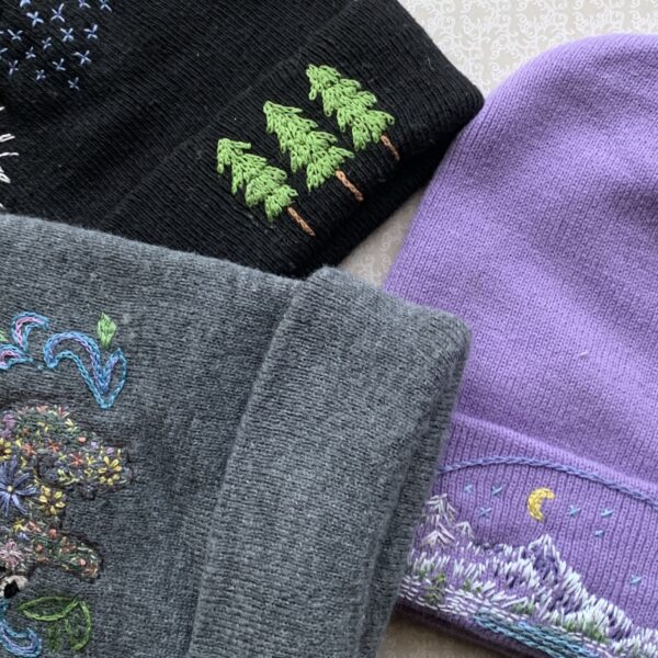 Nature-Themed Embroidered Beanie