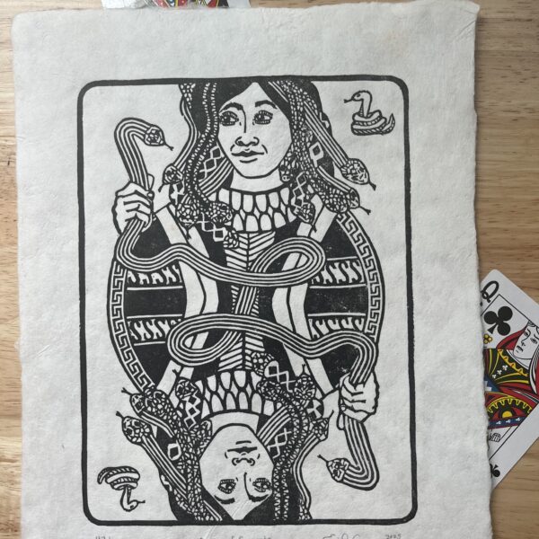 “Queen of Serpents” Original Limited Edition Linoleum Block Print