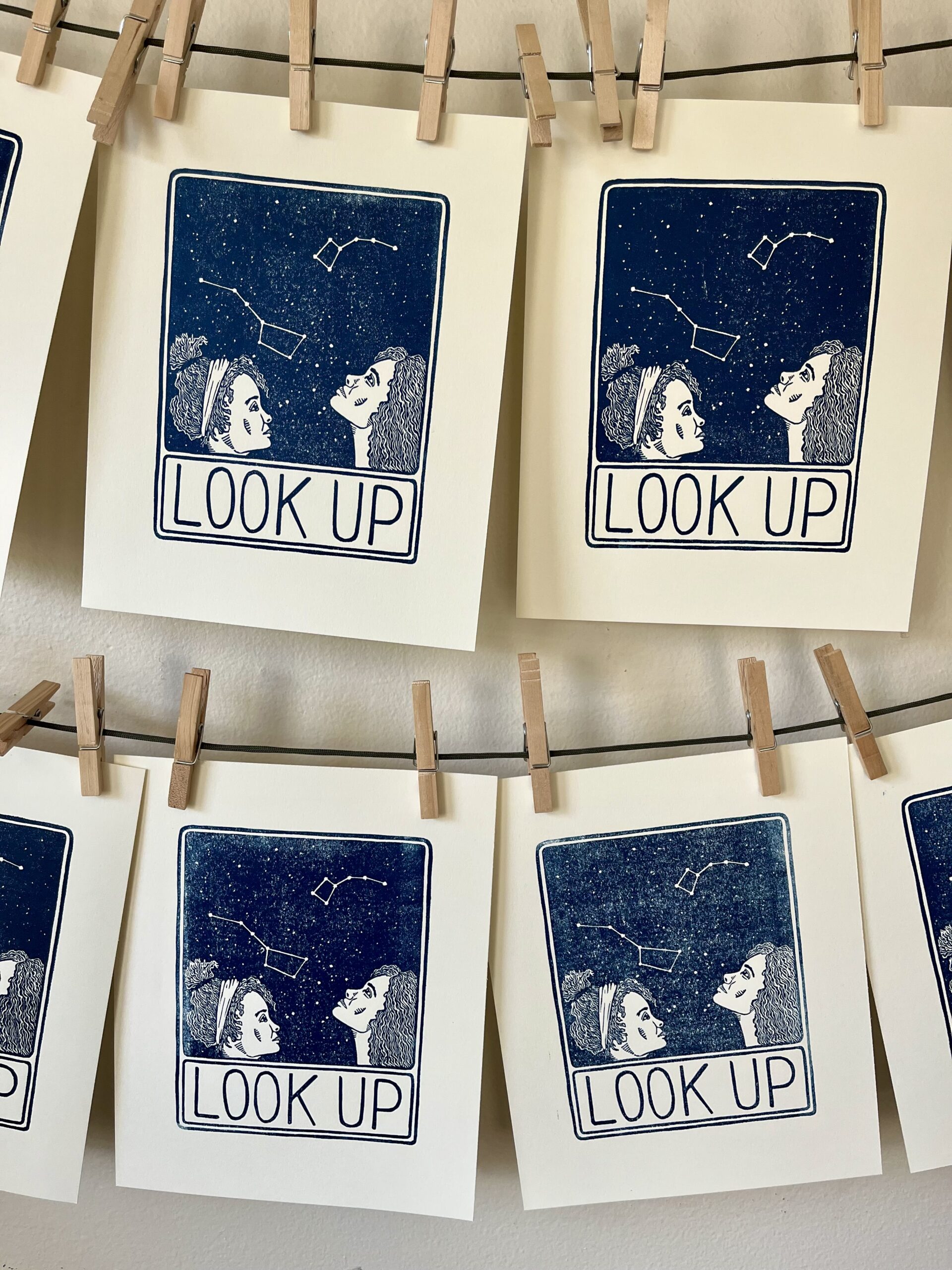 “Big Dipper, Little Dipper” Limited Edition Linocut Print - look up artwork, block print - Image 3