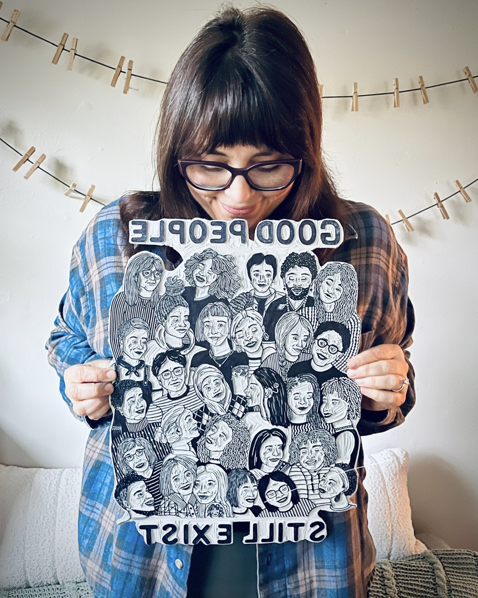 “look for the helpers” limited edition linocut print - Image 4