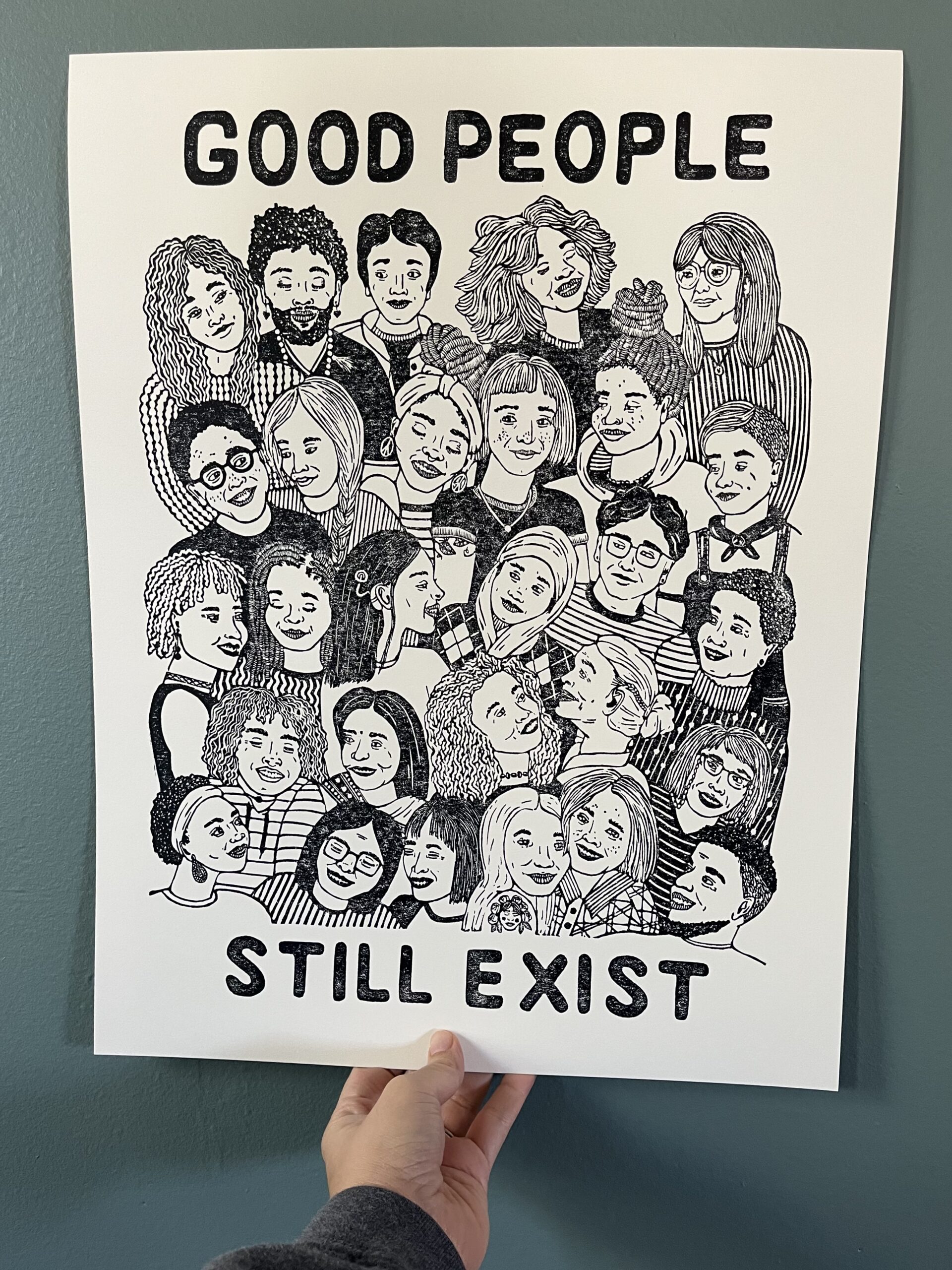 “look for the helpers” limited edition linocut print - Image 3