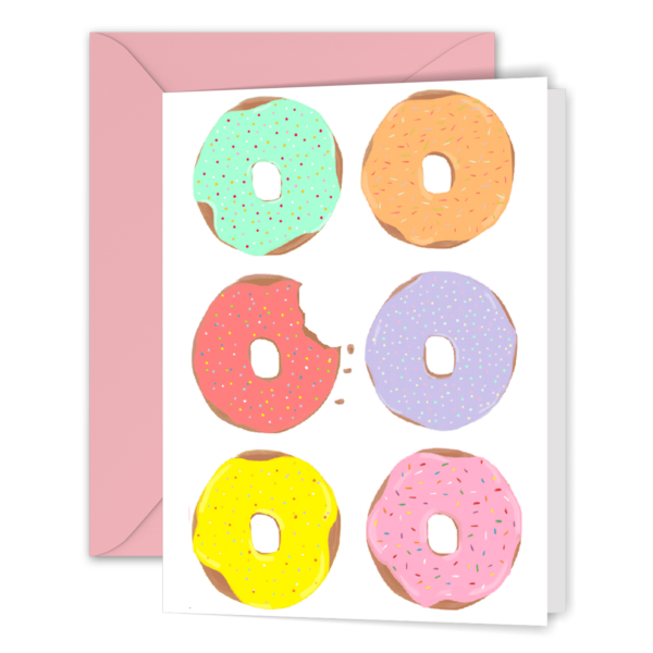 Illustrated Rainbow Donut Greeting Card Stationery Set