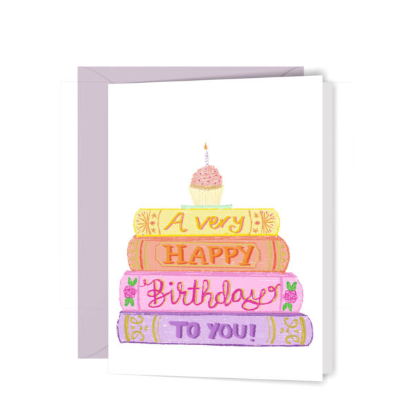 Stack of Books Birthday Greeting Card