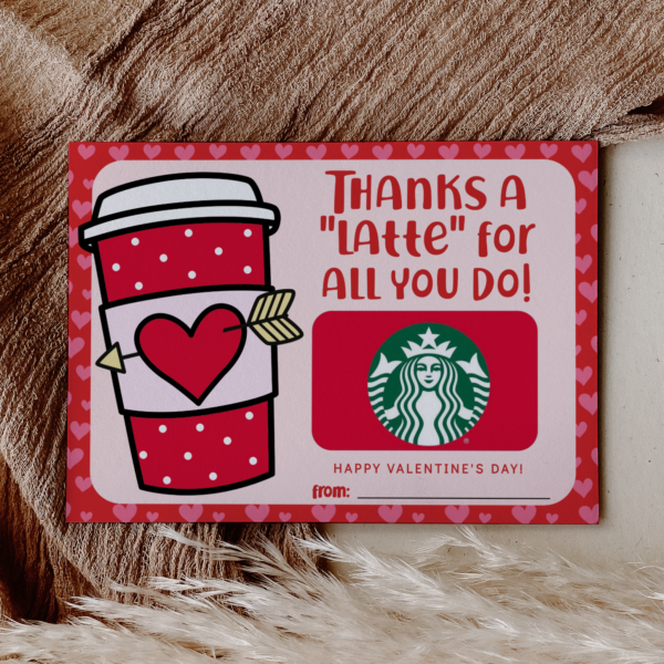 Valentine Gift Printable – Coffee Gift Card Holder – INSTANT DOWNLOAD