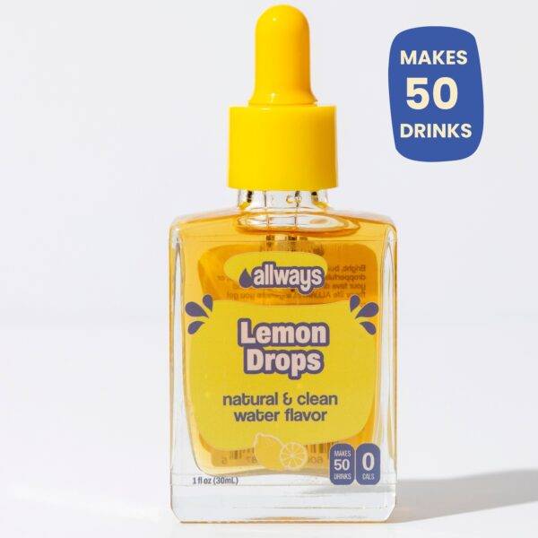 Natural Lemon Water Enhancer | Sugar-Free, Zero Calories, Monk Fruit Sweetened | Glass Bottle for On-the-Go Hydration | Kids & Adults | 50 Servings