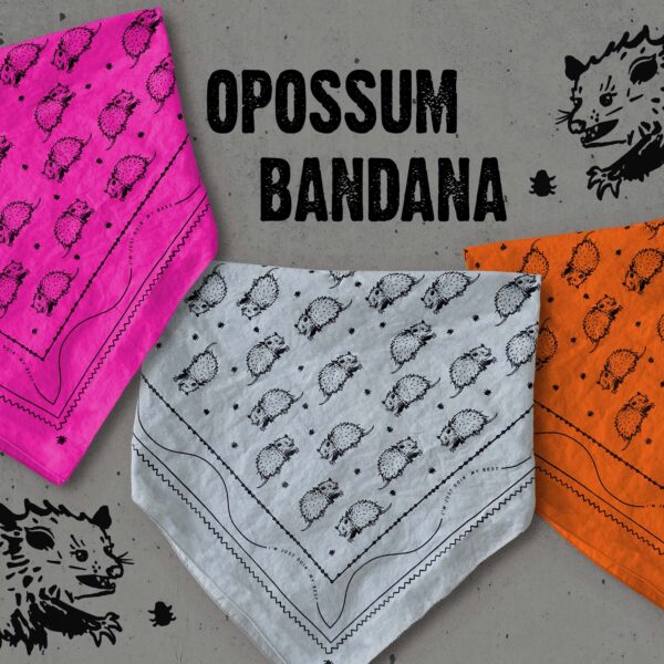 ‘Awesome Opossum’ 100% Cotton Bandana