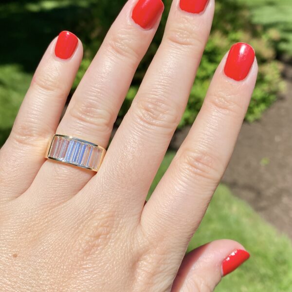 Large Baguette Stacker Band with White Topaz