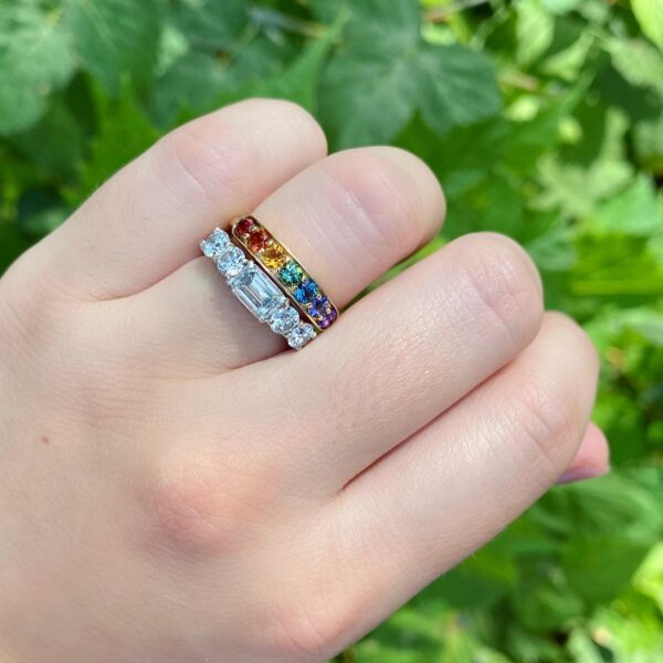 Cirque Large Half Eternity Band with Rainbow Gemstones