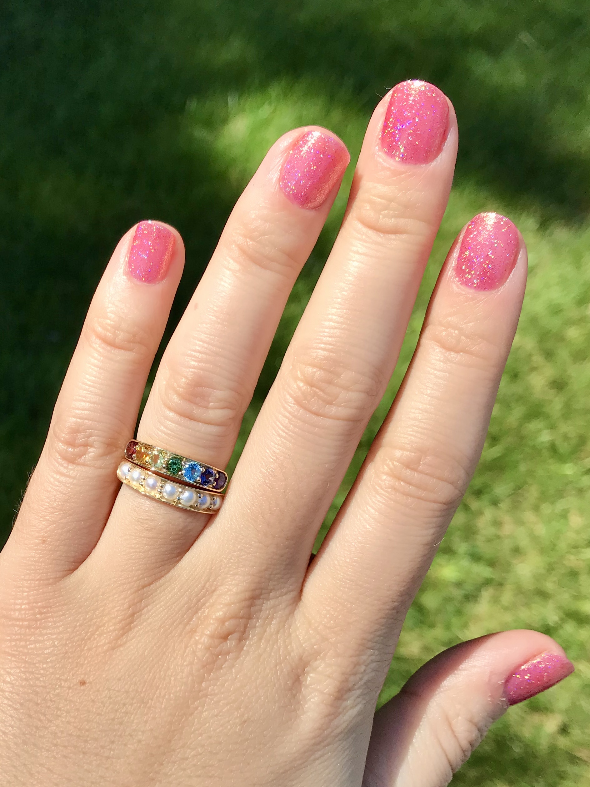 Cirque Large Half Eternity Band with Rainbow Gemstones - Image 4