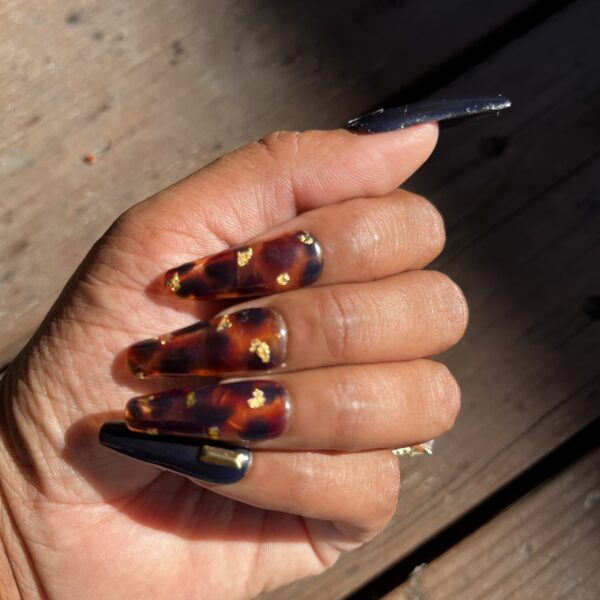 Hot Tortie – Tortoiseshell and Black False Press-On Nail Extensions 10pcs