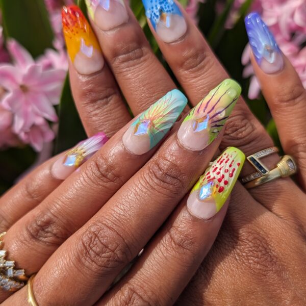 Orchid Oasis – Tropical Orchid and Lily Flower 3D False Press-On Nail Extensions 10pcs