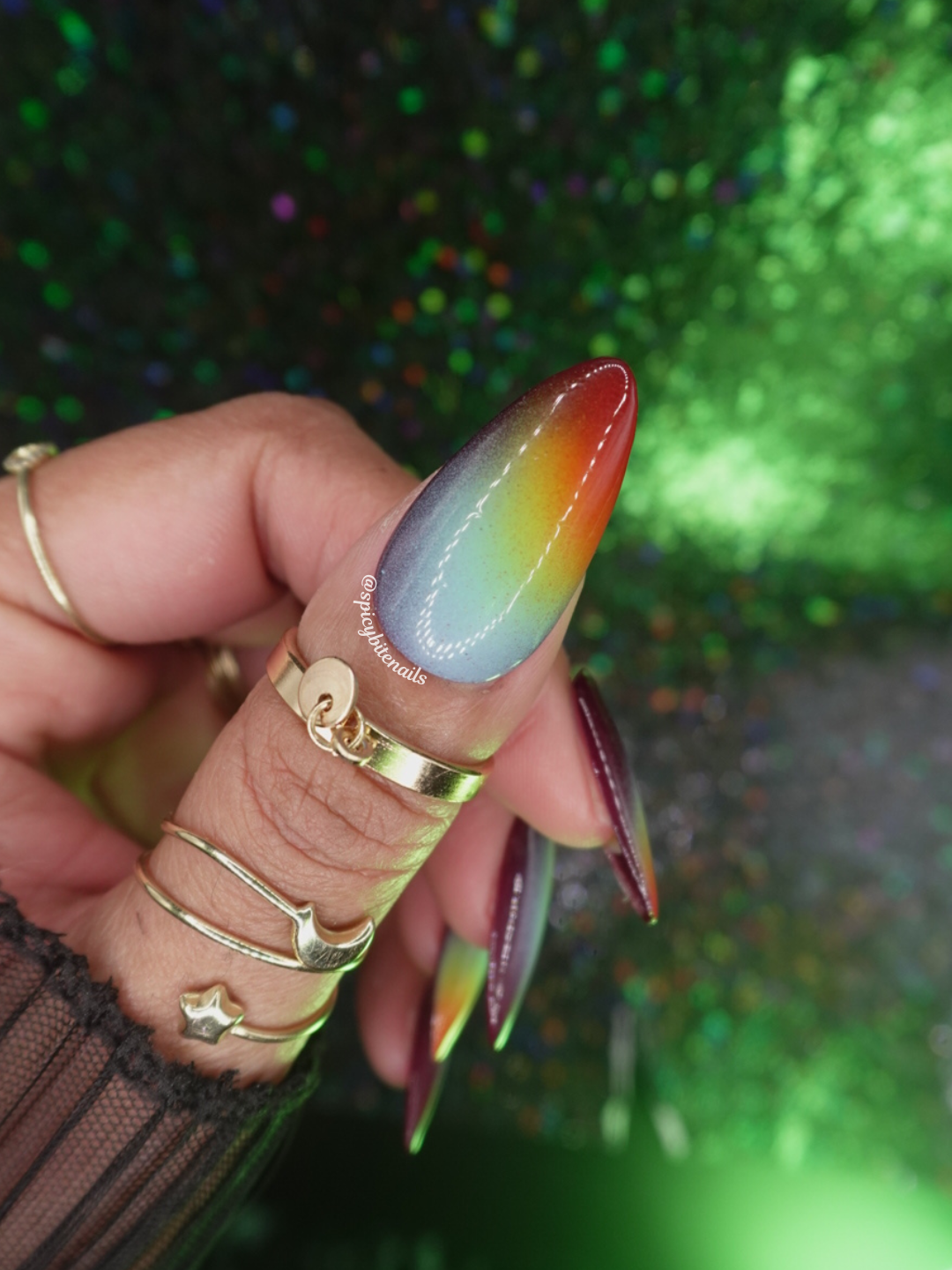 Prism - Dark Rainbow Aura Press-On Nail Extensions 10pcs - Image 2